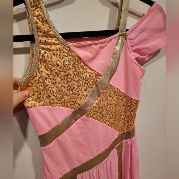 Reverence Dancewear Women's One Pc. Pink & Gold Goddess Princess Adult Sz S - Picture 2 of 7